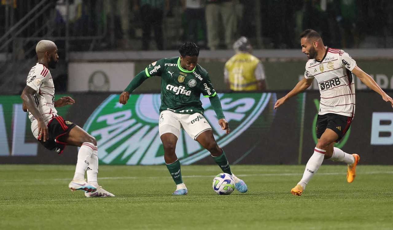 Endrick em Palmeiras 1 x 1 Flamengo, no Allianz Parque, pela 14ª rodada do Brasileirão 2023 (Foto: Cesar Greco/Palmeiras)