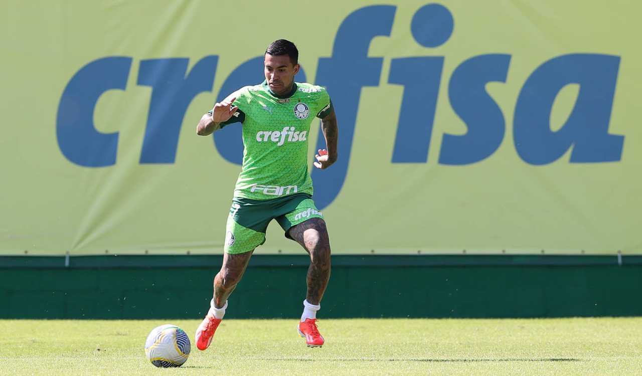 Dudu, em jogo-treino Palmeiras 6 x 1 São Bento, na Academia de Futebol (Foto: Cesar Greco/Palmeiras)