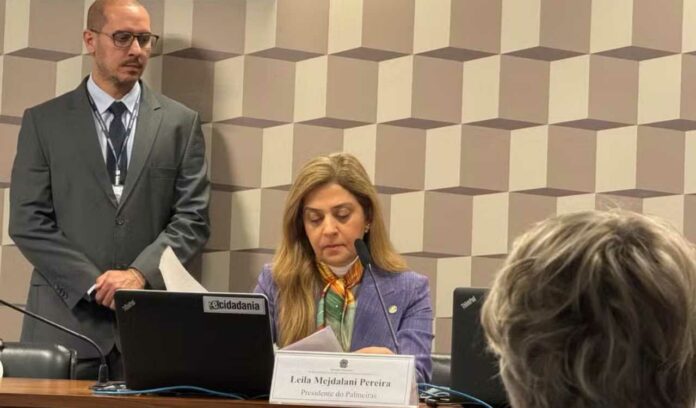 Leila Pereira é ouvida em reunião da CPI da Manipulação de Jogos e Apostas Esportivas do Senado Federal (Foto: Lucas Magalhães)