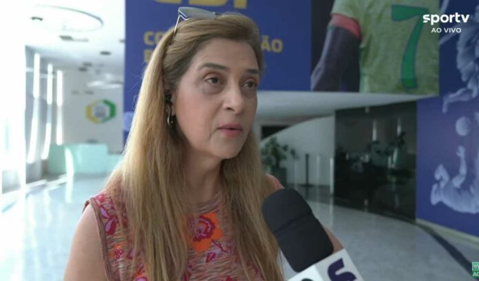 Leila Pereira, presidente do Palmeiras, em entrevista ao programa Redação Sportv (Foto: Reprodução/sportv)